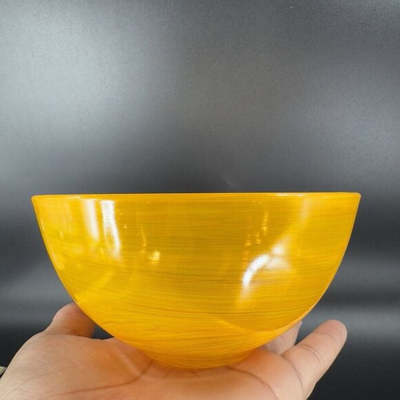 Vintage Glass Dish Bowl Clear With Orange Swirls Round Bowl Kitchenware Decor - Picture 7 of 13